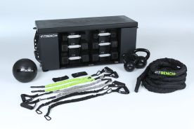 FitBench One portable fitness and storage solution with included accessories and optional FITROPE