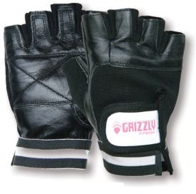Women’s Black Leather Grizzly Paw Weightlifting Gloves