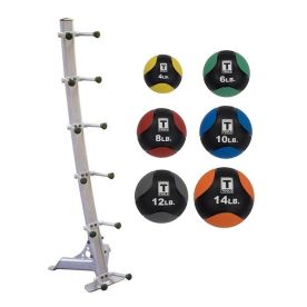 Body-Solid GMR10-PACK 4-14 lb. Medicine Ball Set with Storage Rack