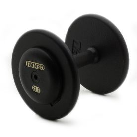 Economy Pro-Style Dumbbells with Black Plates and Ductile Iron End Caps | Ivanko (R2B/EP 1.25B)