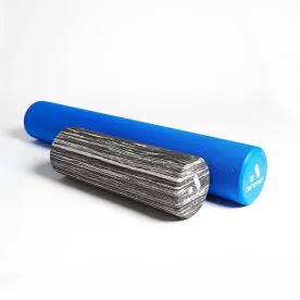 Aeromat 6-Inch Diameter Foam Rollers in 18-Inch Marble and 36-Inch Blue Designs, Ideal for Fitness, Yoga, and Recovery Exercises