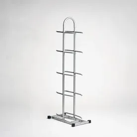 Aeromat 10-Ball Medicine Ball Rack with a Slim, Space-Saving Vertical Structure and Compact Silver Steel Frame