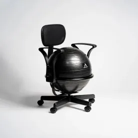 Aeromat Deluxe Fitness Ball Chair Kit with a Black Steel Frame, 42 cm Anti-Burst Fitness Ball, and Five Caster Wheels, Two of which are Lockable