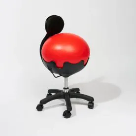 Aeromat Elite Height Adjustable Ball Chair with Ergonomic Back Support and a Red Anti-Burst Stability Ball Seat for Improved Posture and Core Engagement