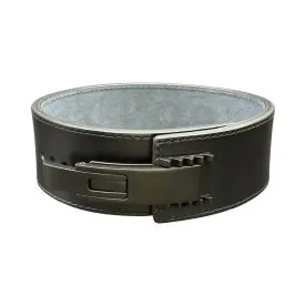 Black Leather Powerlifting Belt with a Black PAL V2 Lever