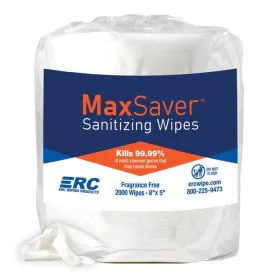 MaxSaver Bulk Gym Sanitizing Wipes - 4 Refill Rolls For Dispensers | ERC Wiping Products (BW8000) cleans, sanitizes, and deodorizes gym equipment and fitness facilities and are available for sale by IRON COMPANY.