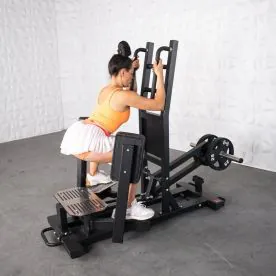 Excel Standing Hip Abductor in Use, Highlighting its Ergonomic Design and Band Compatibility for Progressive Hip Mobility Training. Weight Plates Not Included