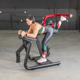 Power Leverage V2 Glute Kick Machine by Muscle D Fitness, Showcasing its 11-Gauge Steel Frame and Compact Design. Weight Plates Not Included