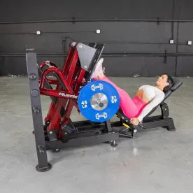 Heavy-Duty Power Leverage V2 Iso Lateral 45 Degree Leg Press by Muscle D Fitness with Integrated Plate Storage and Robust 11-Gauge Steel Construction. Weight Plates Not Included