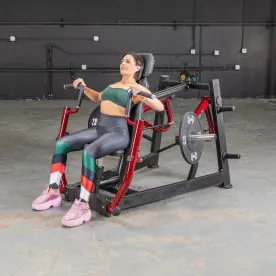 Power Leverage V2 Chest Press by Muscle D Fitness, a Durable Plate-Loaded Chest Press Machine with Sleek Commercial-Grade Design. Weight Plates Not Included