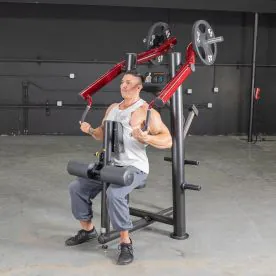 Power Leverage V2 Reverse Grip Lat Pulldown by Muscle D Fitness Showcasing its Durable 11-Gauge Steel Frame and Sleek Commercial-Grade Powder Coating. Weight Plates Not Included