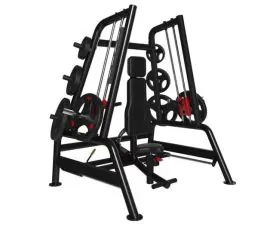 Power Leverage V2 Convergent Bench by Muscle D Fitness with Flat, Incline, and Shoulder Press Positions and Integrated Plate Storage. Weight Plates Not Included