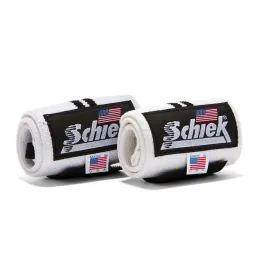 Schiek White Line Weight Training Wrist Wraps – Heavy-Duty Elastic Wrist Wraps with Hook & Loop Closure for Superior Wrist Support During Weightlifting and Powerlifting