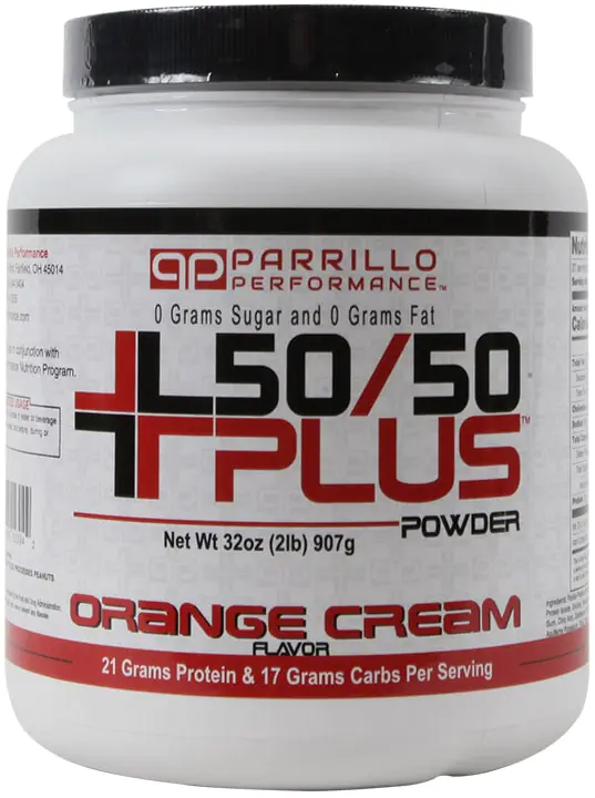 Parrillo Performance 50-50 Plus orange cream post-workout supplement
