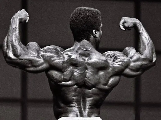 Robbie Robinson posing his biceps circa 1977