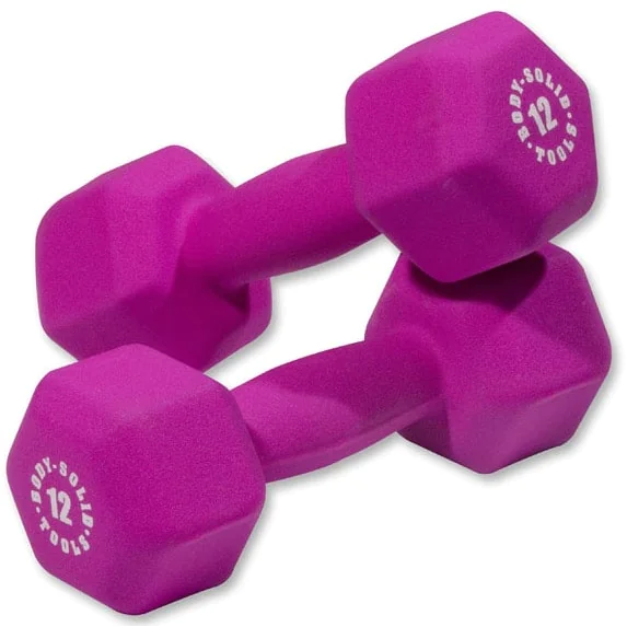 A Pair Dumbbell Barbell Neoprene Coated Weights 8/10/12 Pound Purple/Pink 