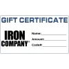 $100 Gift Certificate -- Ironcompany (GIFT-CERTIFICATE-100)