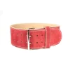 Double Prong 4 in. Wide Red Suede Leather Powerlifting Belts