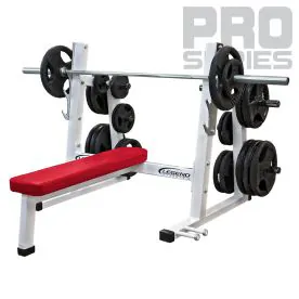 Legend Fitness 3240 PRO SERIES Olympic Flat Bench with Weight Holders and Band Pegs