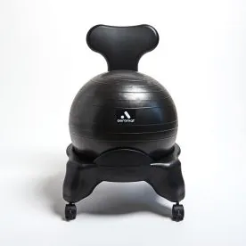 Black Aeromat Fitness Ball Chair with 4 Caster Wheels and an Ergonomic Design for Active Sitting and Core Strengthening