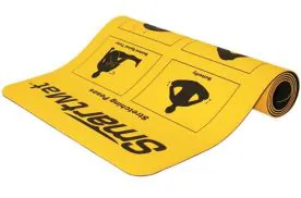 Prism Fitness Self-Guided SMART Workout Mat 6mm in Yellow with Printed Core and Stretching Exercises