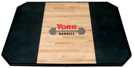 York Barbell Red Oak Olympic Weightlifting Platform with Steel Frame and Rubber Side Mats
