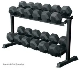 York Barbell 69126 Two-Tier Hex Dumbbell Rack with 10-Pair Storage Capacity and Heavy-Duty Steel Frame