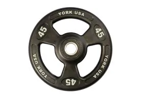 York Barbell ISO-Grip Urethane Weight Plate with Safe Grip Design for Home, Garage, and Commercial Gyms