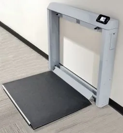 Wall-Mount Fold-Up Digital Wheelchair Scale with 1000 lb. Capacity Angle Open | Detecto (7550)