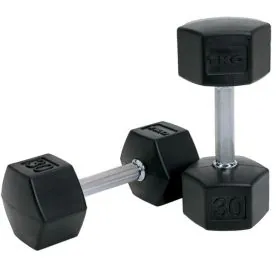 TKO Tri Grip Commercial Rubber Hex Dumbbells