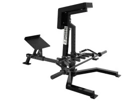 Black Arsenal Alpha Bent Over Row Bench with Special Bar (9025) – Showing Adjustable Footrest and Custom Bar