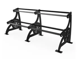 Black Arsenal Strength Alpha 2-Tier Hex Dumbbell Rack for Storing 10 Pairs of Hex Dumbbells in a Commercial Gym Setup