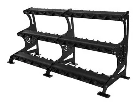 Black Arsenal Strength 3 Tier Dumbbell Rack 9054 with 15 Pair Capacity – Commercial Weight Storage for Strength Training Facilities