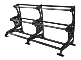 Black 9056 Arsenal Alpha 3 Tier Hex Dumbbell Rack for Storing 15 Pairs of Hex Dumbbells in a Commercial Strength Training Facility