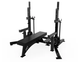 Black Arsenal Alpha Combo Rack 9067 with Roller J-Cups and Rollaway Bench