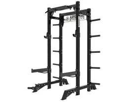 Arsenal Strength Alpha-11 Half Rack 9125 in Black Finish with 3x3 11-Gauge Uprights, Multi-Grip Pull-Up Bar, and J-Cups for Powerlifting and Functional Training