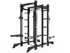 Black Arsenal Alpha-7 Double Half Rack 9136 with Multi-Grip Pull-Up Bar and Dual Training Zones