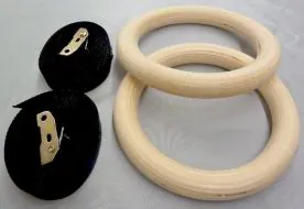 Portable Wooden Gymnastics Rings and Cam Buckle Straps | Apollo Athletics (G-RING-WOOD) for bodyweight training available for sale at IRON COMPANY.