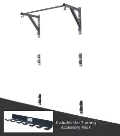 Anchor Gym 4-Foot Home Wall Station Featuring Pull-Up Bar and Hammer Head Hooks for Versatile Resistance Training and Stretching Exercises