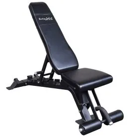 Body-Solid SFID425 Full Commercial Flat Incline Decline Bench with Thick Black Upholstery and Matte Black Frame