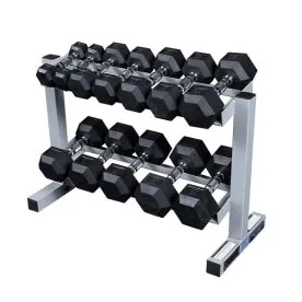 Body-Solid PDR282X 2-Tier Hex Dumbbell Rack for Rubber Hex Dumbbells. Dumbbells Not Included