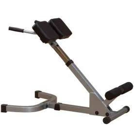 Body-Solid Powerline 45 Degree Hyperextension Bench with Adjustable Pads and Oversized Foam Rollers for Lower Back, Abs, and Oblique Strengthening Exercises