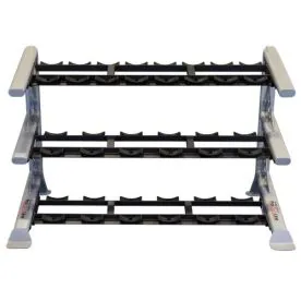 Body-Solid SDKR1000SD Pro ClubLine 3-Tier Dumbbell Rack Showcasing Compact Footprint and Sturdy Steel Frame Design. Frame Color Is Now Black