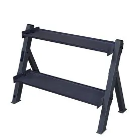 Body-Solid GDKR100B Dual Dumbbell and Kettlebell Rack now in matte black finish for 2024.