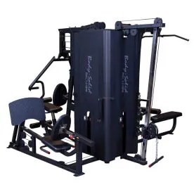 Body-Solid Pro ClubLine S1000 Four-Stack Gym with Four Independent Workout Stations and Fully Shrouded Weight Stacks in a Matte Black Commercial Finish