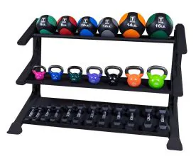 Body-Solid SDKR1000KB 3-Tier Kettlebell Storage Rack with Heavy Gauge Steel Frame for Commercial Gym Kettlebell Organization. *Kettlebells, Medicine Balls, Dumbbells NOT Included
