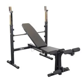 Best Fitness Olympic Folding Bench by Body-Solid with Adjustable Uprights, Flat and Incline Positions, and Leg Developer Attachment for Home Gyms