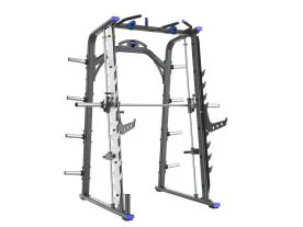 BodyCraft EXP CSM Smith Machine Showcasing its 7-Degree Angled Design, Integrated Olympic Barbell, and Walk-Thru Frame. Safety Catches are Available as an Upgrade