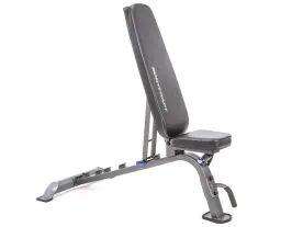 BodyCraft F705 Flat, Incline, and Decline Utility Bench Showcasing its Durable Construction, 2-Inch Thick Foam Padding, and Versatile Design for Strength Training