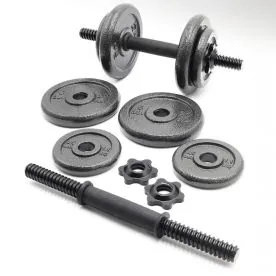 CAP Barbell 40 lb. Adjustable Cast Iron Dumbbell Set with Threaded Handles, Spin-Lock Collars, and Multiple Weight Plates for Home Strength Training